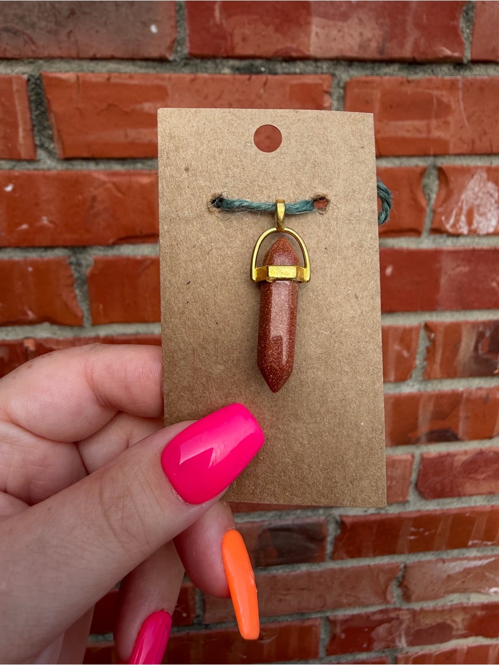 Gold-Tone Brown Sparkle Crystal Point Pendant Necklace